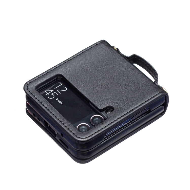 For Samsung Galaxy Z Flip4 Wave-shaped Crossbody Lanyard Leather Phone Case