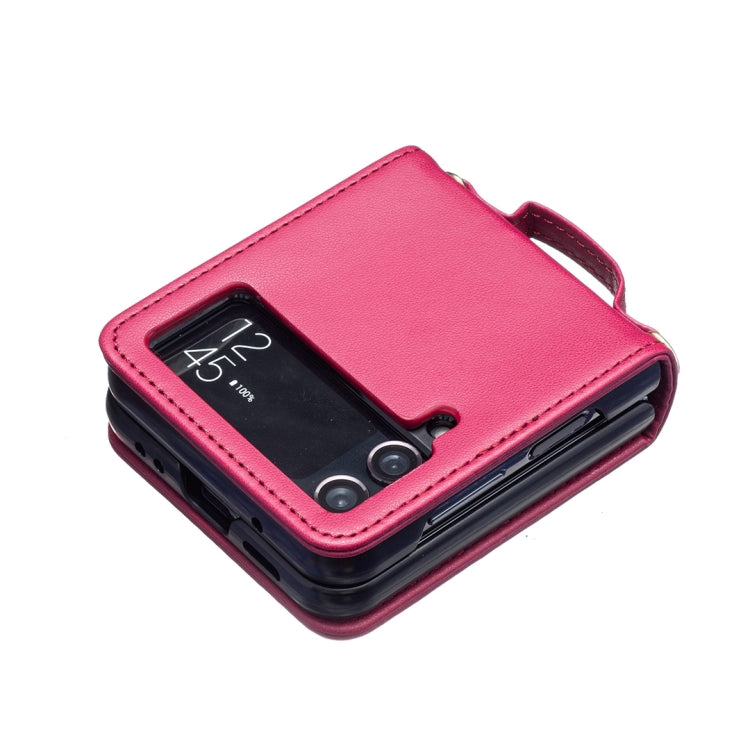 For Samsung Galaxy Z Flip4 Wave-shaped Crossbody Lanyard Leather Phone Case