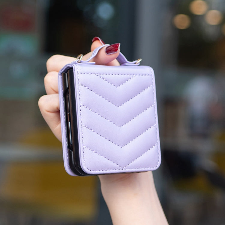 For Samsung Galaxy Z Flip4 Wave-shaped Crossbody Lanyard Leather Phone Case
