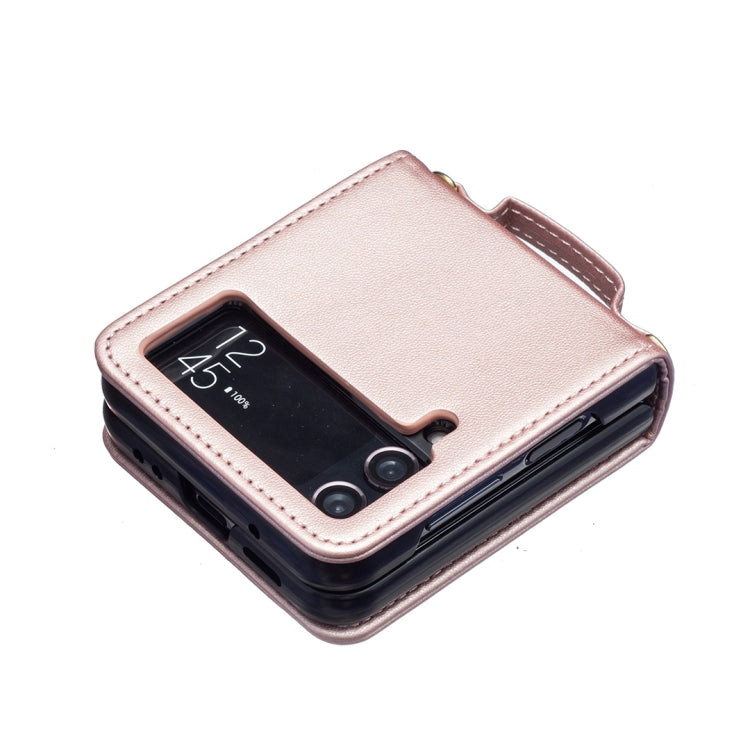 For Samsung Galaxy Z Flip4 Wave-shaped Crossbody Lanyard Leather Phone Case