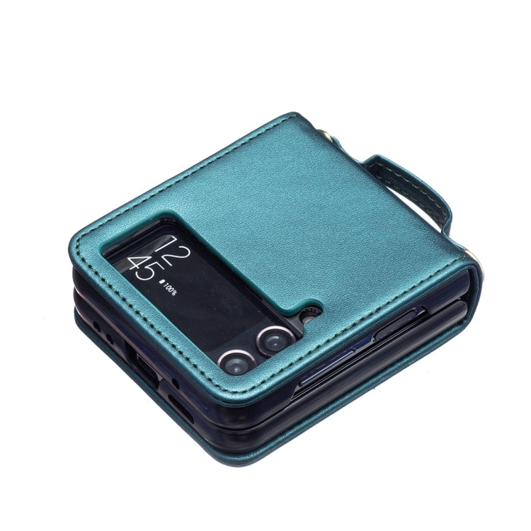 For Samsung Galaxy Z Flip3 Wave-shaped Crossbody Lanyard Leather Phone Case