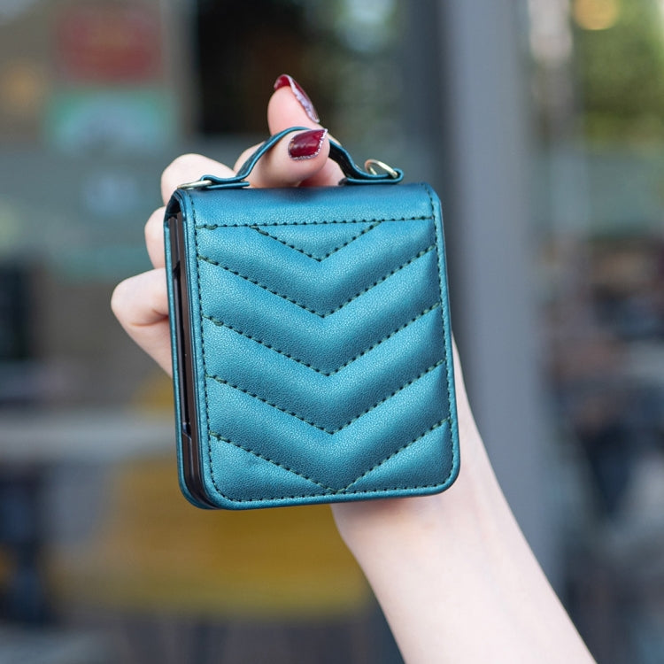 For Samsung Galaxy Z Flip3 Wave-shaped Crossbody Lanyard Leather Phone Case