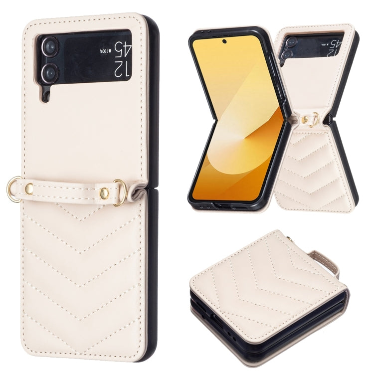 For Samsung Galaxy Z Flip3 Wave-shaped Crossbody Lanyard Leather Phone Case