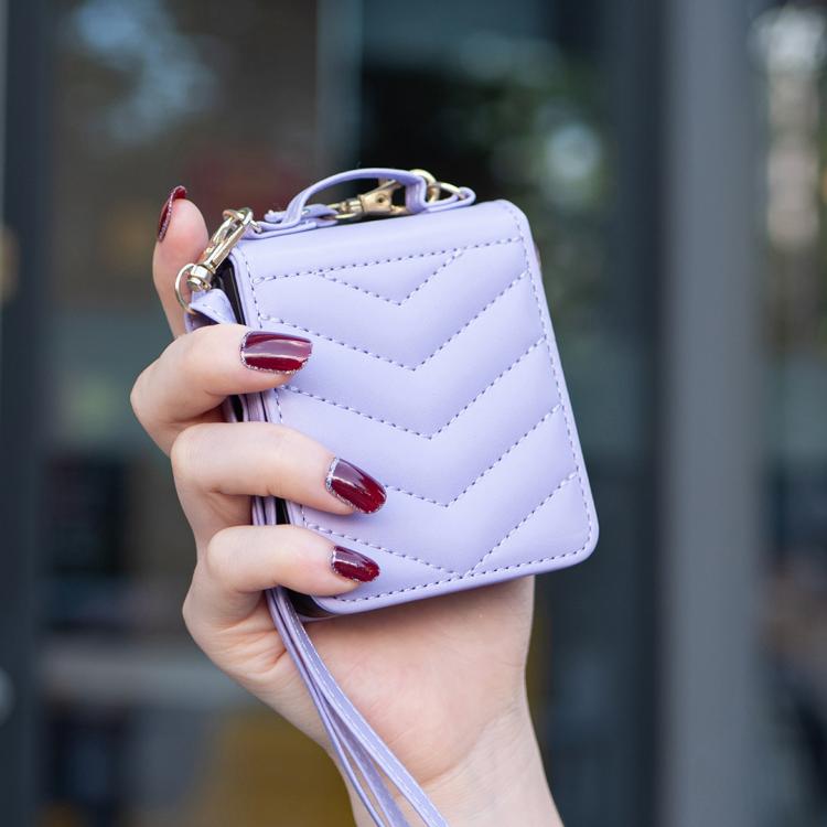 For Samsung Galaxy Z Flip7 Wave-shaped Crossbody Lanyard Leather Phone Case