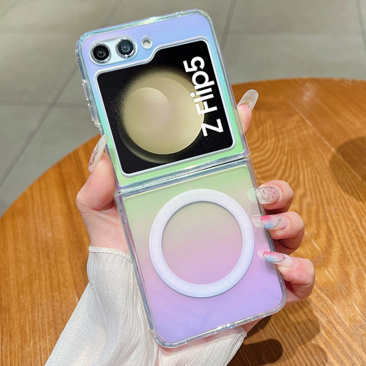 For Samsung Galaxy Z Flip5 Gradient Color MagSafe Airbag Full Coverage Phone Case - Rainbow