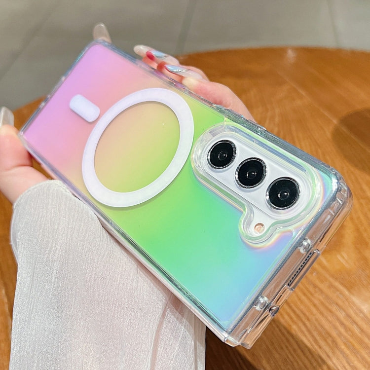 For Samsung Galaxy Z Fold5 Gradient Color MagSafe Airbag Full Coverage Phone Case - Rainbow