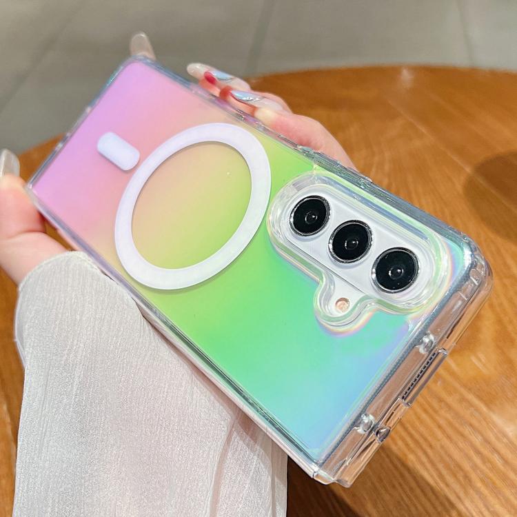 For Samsung Galaxy Z Fold7 5G Gradient Color MagSafe Airbag Full Coverage Phone Case - Rainbow