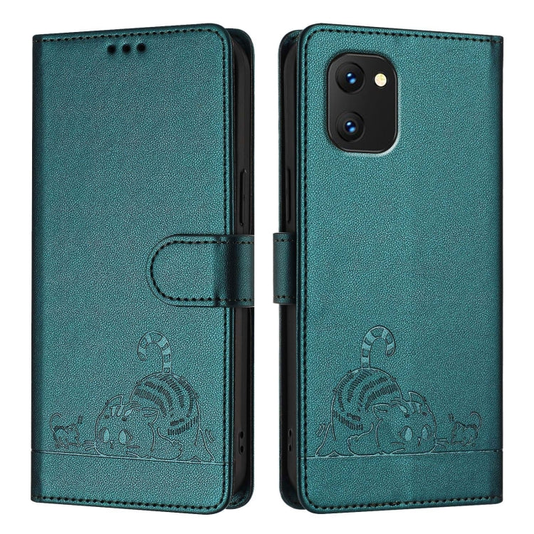 For UMIDIGI Power 7 / Power 7S Cat Rat Embossed RFID Leather Phone Case with Lanyard