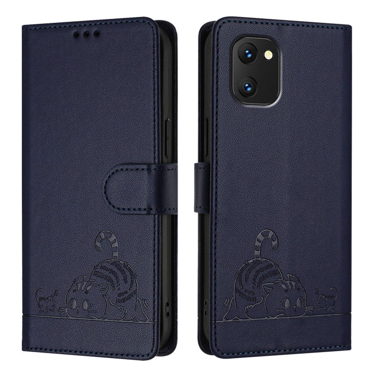 For UMIDIGI Power 7 / Power 7S Cat Rat Embossed RFID Leather Phone Case with Lanyard