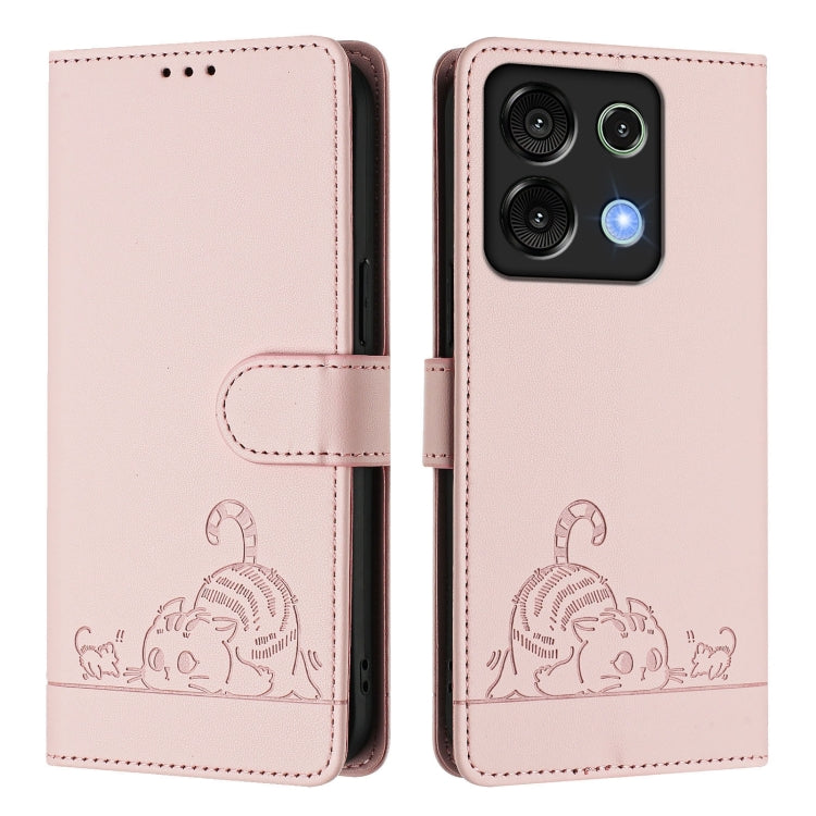 For UMIDIGI G9 5G Cat Rat Embossed RFID Leather Phone Case with Lanyard