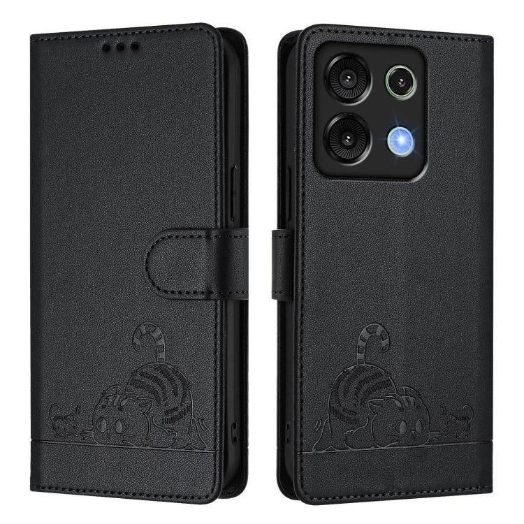 For UMIDIGI G9 5G Cat Rat Embossed RFID Leather Phone Case with Lanyard