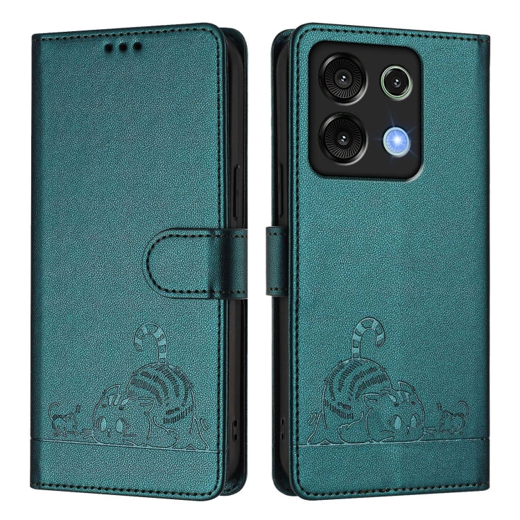 For UMIDIGI G9 5G Cat Rat Embossed RFID Leather Phone Case with Lanyard