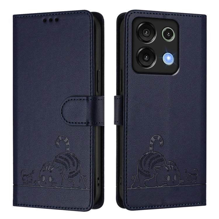 For UMIDIGI G9 5G Cat Rat Embossed RFID Leather Phone Case with Lanyard