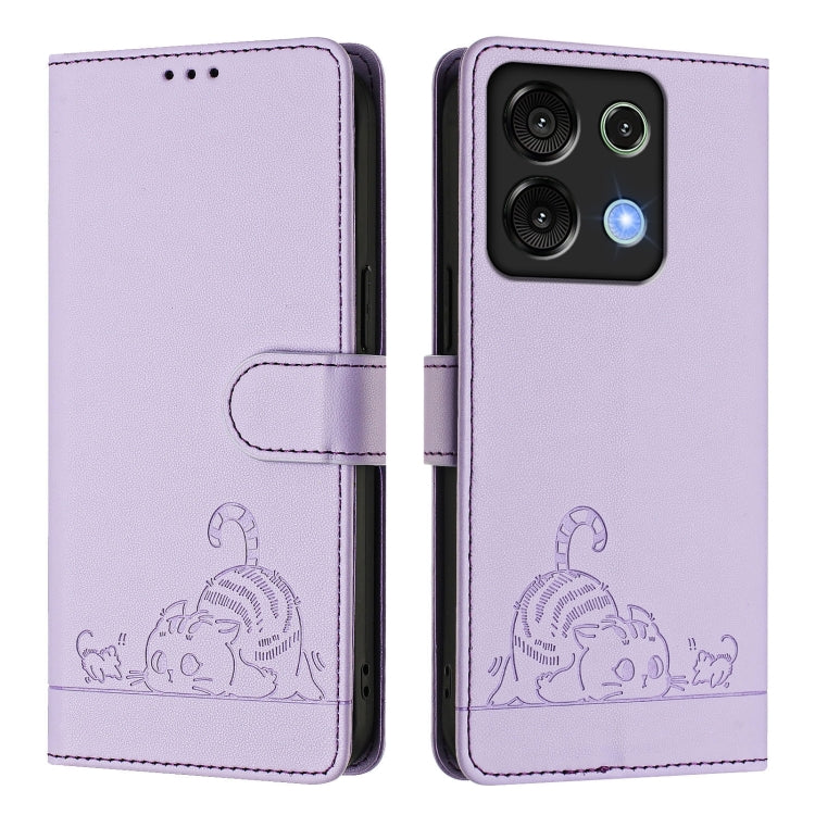 For UMIDIGI G9 5G Cat Rat Embossed RFID Leather Phone Case with Lanyard