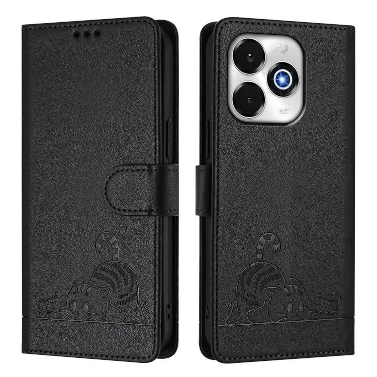For Umidigi G100X 4G / 5G Cat Rat Embossed RFID Leather Phone Case with Lanyard