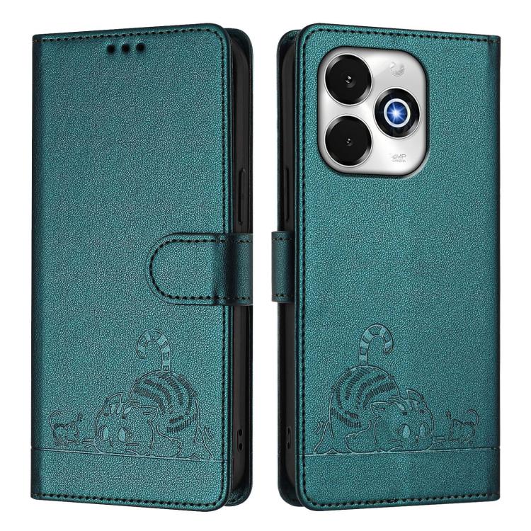 For Umidigi G100X 4G / 5G Cat Rat Embossed RFID Leather Phone Case with Lanyard