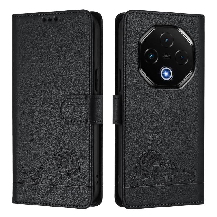 For Umidigi G100 Pro Cat Rat Embossed RFID Leather Phone Case with Lanyard