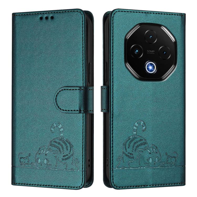 For Umidigi G100 Pro Cat Rat Embossed RFID Leather Phone Case with Lanyard
