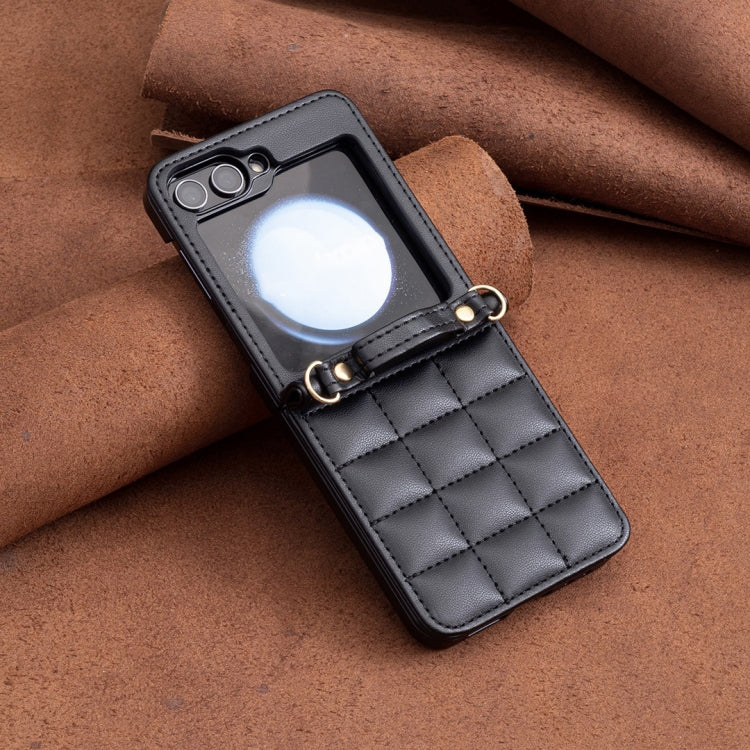 For Samsung Galaxy Z Flip6 Square-shaped Crossbody Lanyard Leather Phone Case