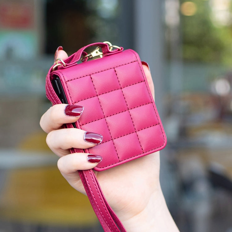 For Samsung Galaxy Z Flip6 Square-shaped Crossbody Lanyard Leather Phone Case