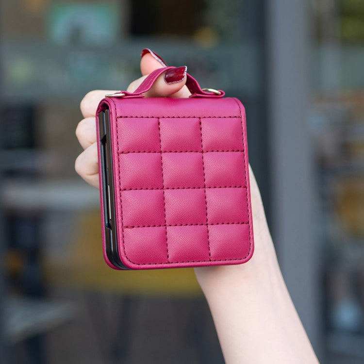 For Samsung Galaxy Z Flip6 Square-shaped Crossbody Lanyard Leather Phone Case