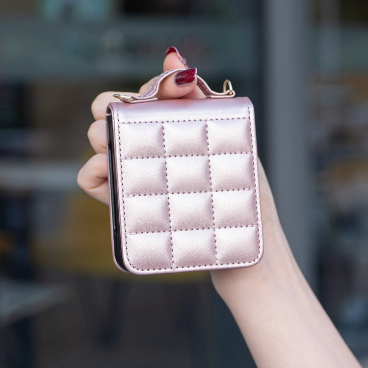 For Samsung Galaxy Z Flip6 Square-shaped Crossbody Lanyard Leather Phone Case