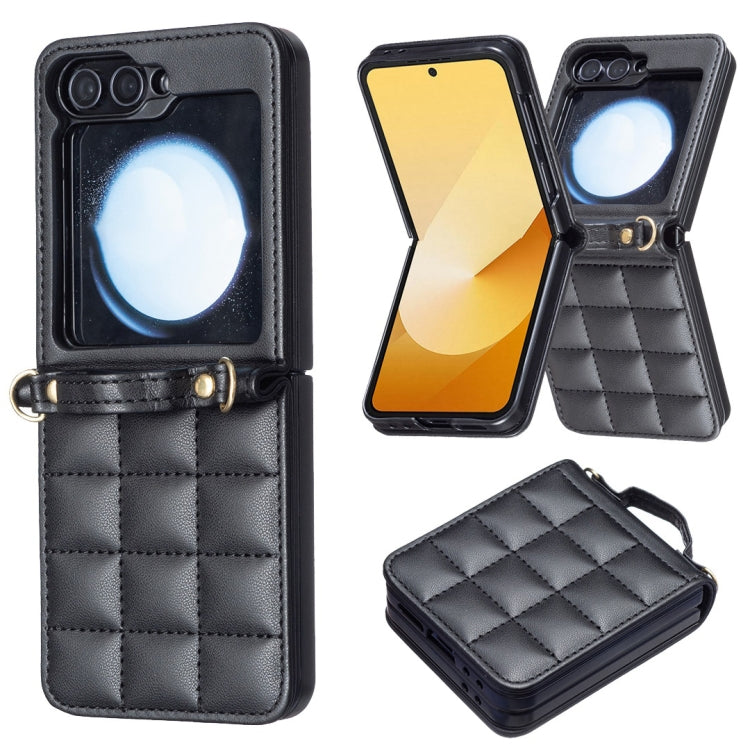 For Samsung Galaxy Z Flip5 Square-shaped Crossbody Lanyard Leather Phone Case