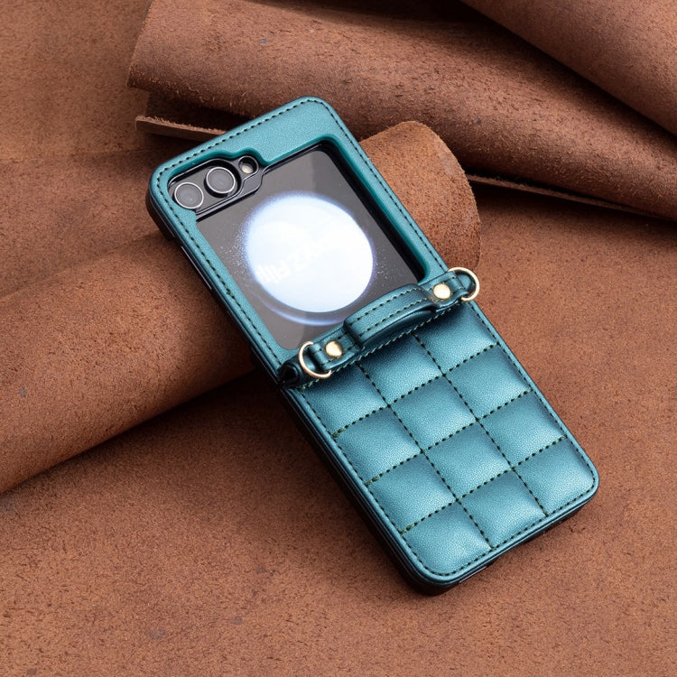 For Samsung Galaxy Z Flip5 Square-shaped Crossbody Lanyard Leather Phone Case