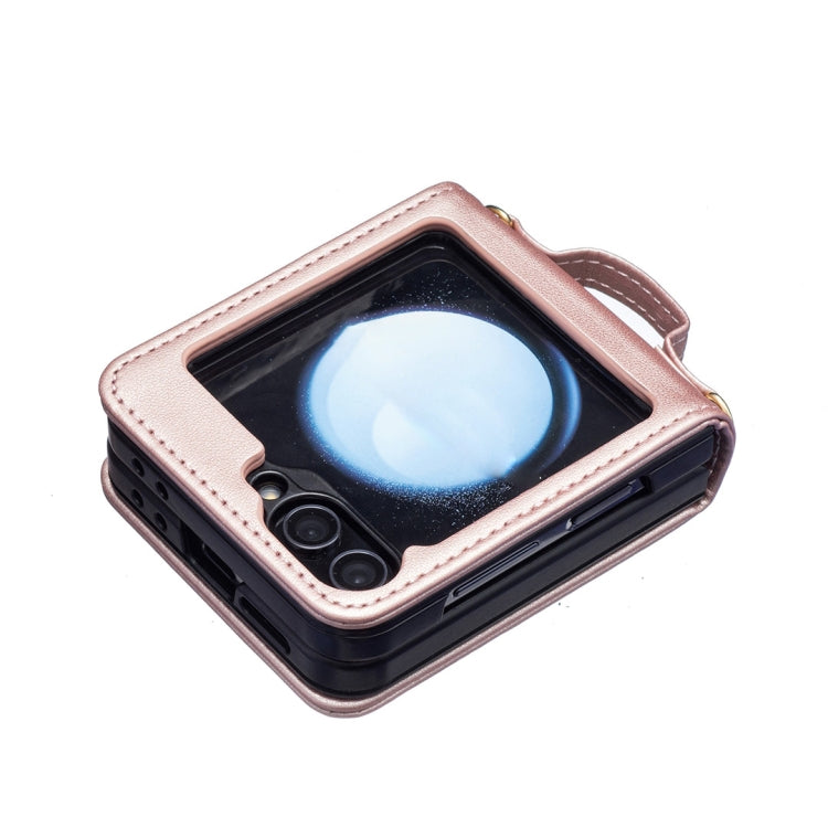 For Samsung Galaxy Z Flip5 Square-shaped Crossbody Lanyard Leather Phone Case