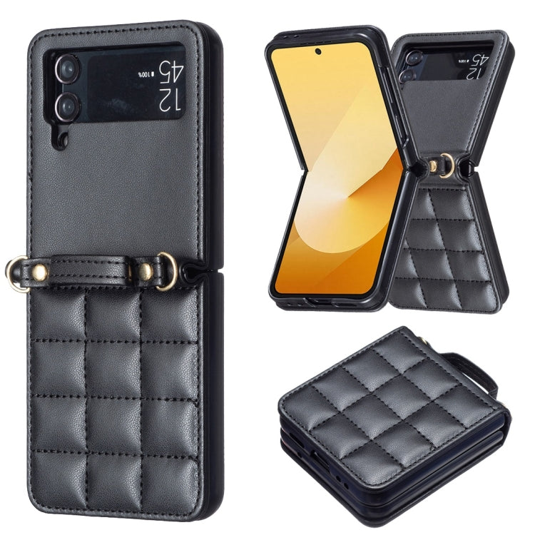 For Samsung Galaxy Z Flip4 Square-shaped Crossbody Lanyard Leather Phone Case
