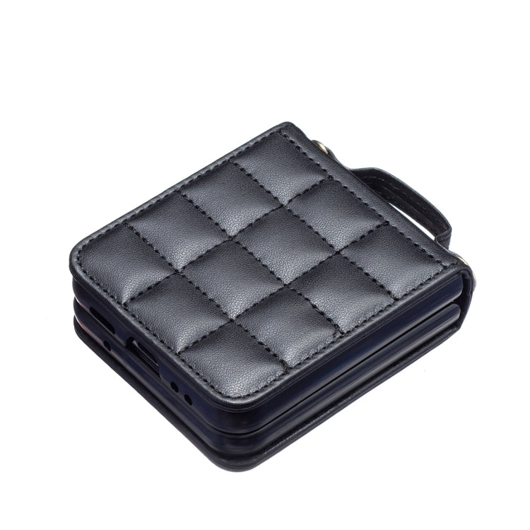 For Samsung Galaxy Z Flip4 Square-shaped Crossbody Lanyard Leather Phone Case