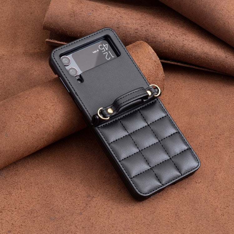 For Samsung Galaxy Z Flip4 Square-shaped Crossbody Lanyard Leather Phone Case
