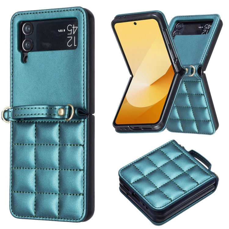 For Samsung Galaxy Z Flip4 Square-shaped Crossbody Lanyard Leather Phone Case