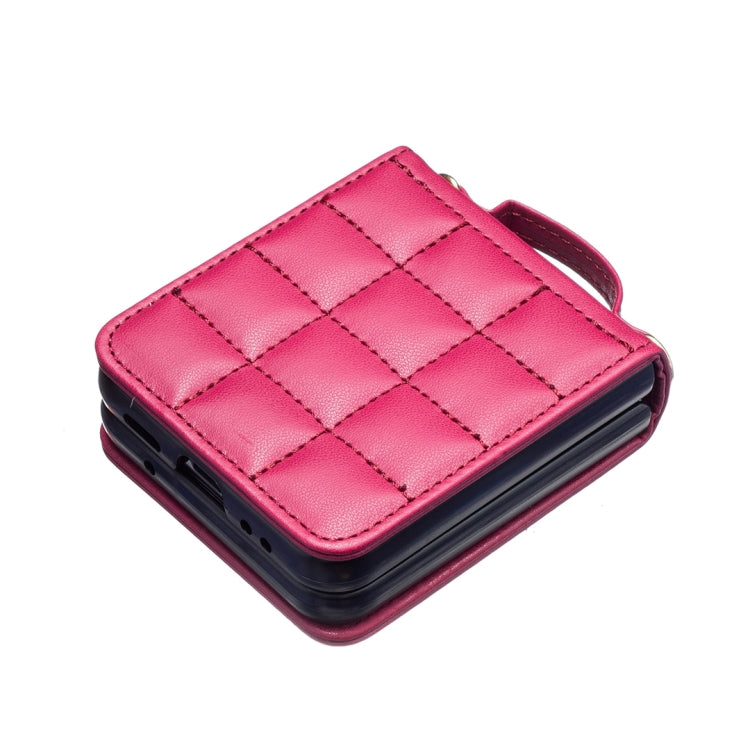 For Samsung Galaxy Z Flip4 Square-shaped Crossbody Lanyard Leather Phone Case