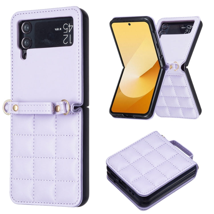 For Samsung Galaxy Z Flip4 Square-shaped Crossbody Lanyard Leather Phone Case
