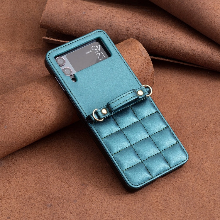 For Samsung Galaxy Z Flip3 Square-shaped Crossbody Lanyard Leather Phone Case