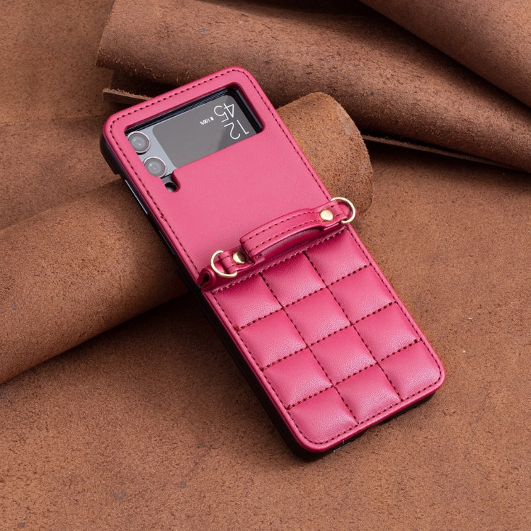 For Samsung Galaxy Z Flip3 Square-shaped Crossbody Lanyard Leather Phone Case