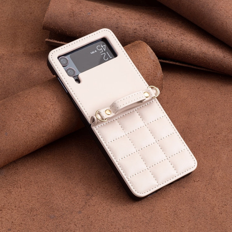 For Samsung Galaxy Z Flip3 Square-shaped Crossbody Lanyard Leather Phone Case