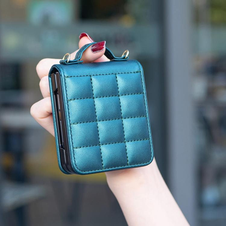 For Samsung Galaxy Z Flip7 Square-shaped Crossbody Lanyard Leather Phone Case