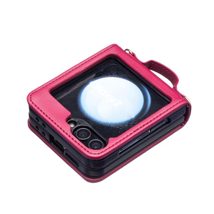 For Samsung Galaxy Z Flip7 Square-shaped Crossbody Lanyard Leather Phone Case