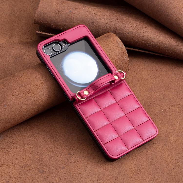 For Samsung Galaxy Z Flip7 Square-shaped Crossbody Lanyard Leather Phone Case