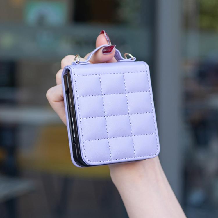 For Samsung Galaxy Z Flip7 Square-shaped Crossbody Lanyard Leather Phone Case