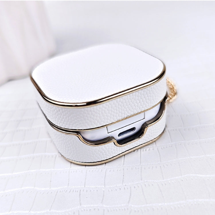 For Samsung Galaxy Buds2 / 2 Pro / Pro Litchi Texture Earbuds Box Leather Protective Case with Metal Bracelet