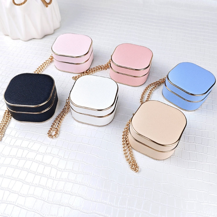 For Samsung Galaxy Buds2 / 2 Pro / Pro Litchi Texture Earbuds Box Leather Protective Case with Metal Bracelet