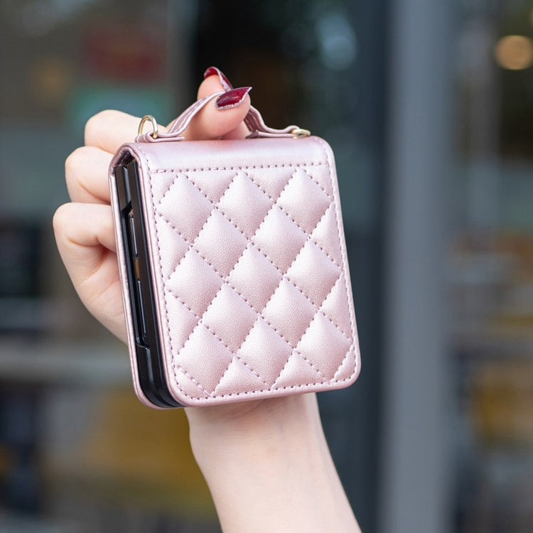 For Samsung Galaxy Z Flip7 FE / Flip6 Rhombus-shaped Crossbody Lanyard Leather Phone Case
