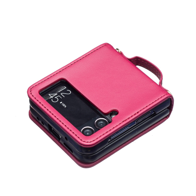 For Samsung Galaxy Z Flip4 Rhombus-shaped Crossbody Lanyard Leather Phone Case