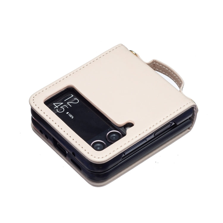 For Samsung Galaxy Z Flip4 Rhombus-shaped Crossbody Lanyard Leather Phone Case