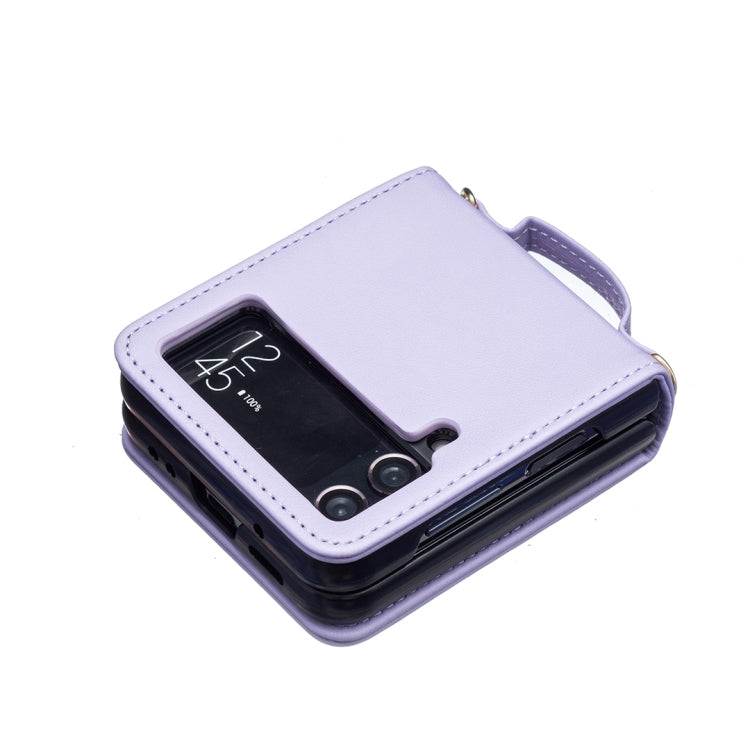 For Samsung Galaxy Z Flip4 Rhombus-shaped Crossbody Lanyard Leather Phone Case