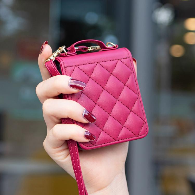 For Samsung Galaxy Z Flip7 Rhombus-shaped Crossbody Lanyard Leather Phone Case