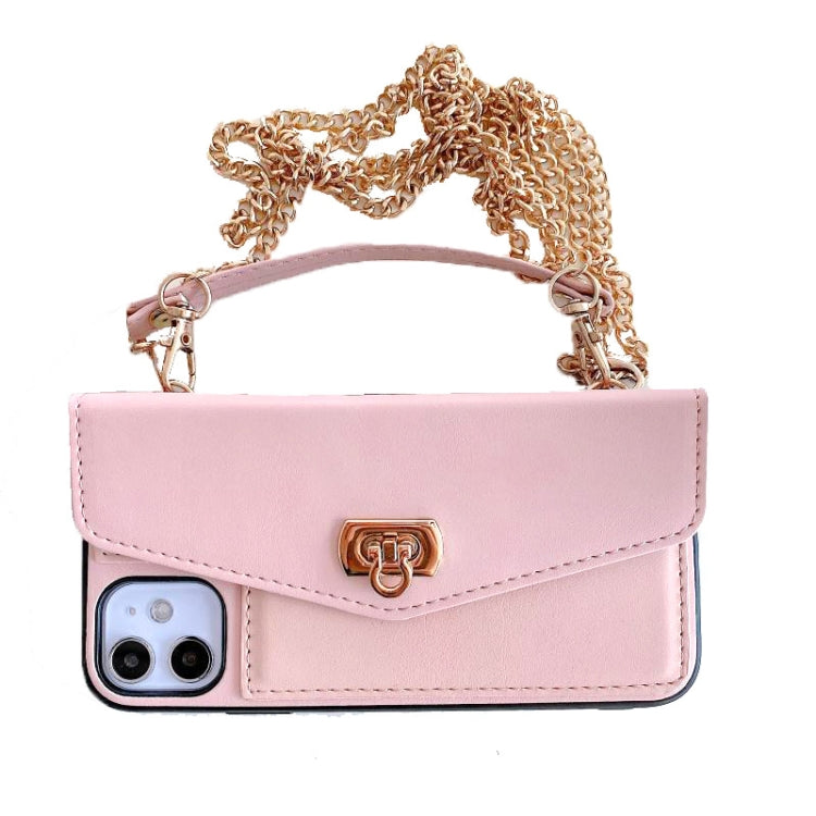For iPhone 11 Pro Creative Solid Color Handheld Leather Case with Wallet & Chain